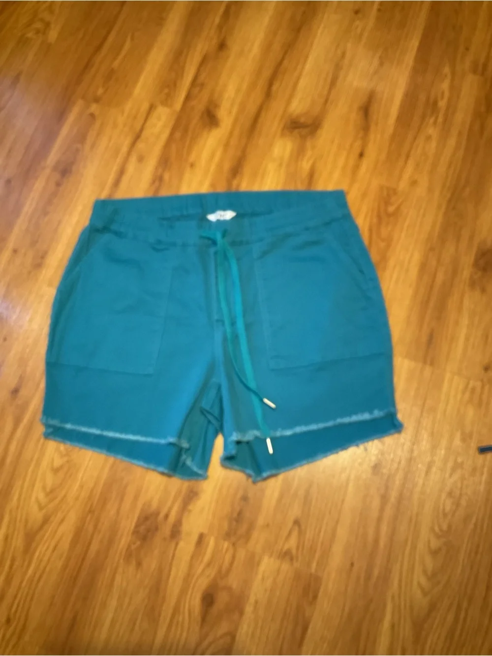 Women’s Teal YMI Pull On Drawstring Shorts Raw Hem Size 1X